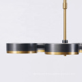 Suspension design moderne en métal doré et noir rond à 5 lumières LED Lustre